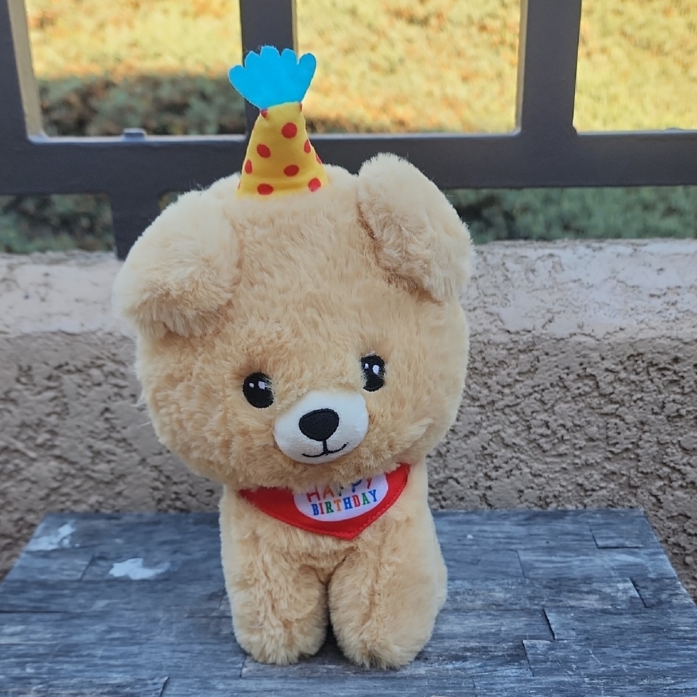 American Greetings Tan Birthday Bear with Party Hat